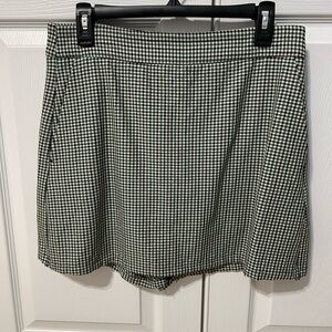 Zara Black and White Checked Skater Mini Skirt